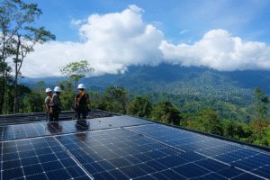 engineers and a solar panel